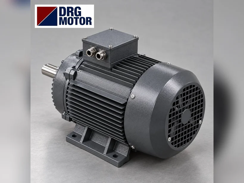 Vibrating screen and electric motor – belt-driven eccentric mechanism and DRG MOTOR logo motor