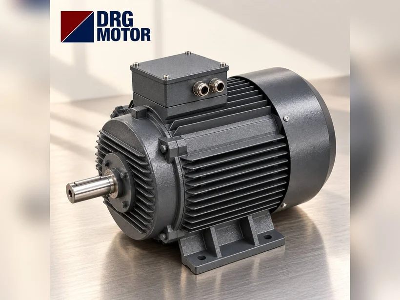 Yem karma makinesi ve elektrik motoru – karıştırıcı milini redüktörle döndüren DRG MOTOR logolu 4 kutuplu trifaze motor