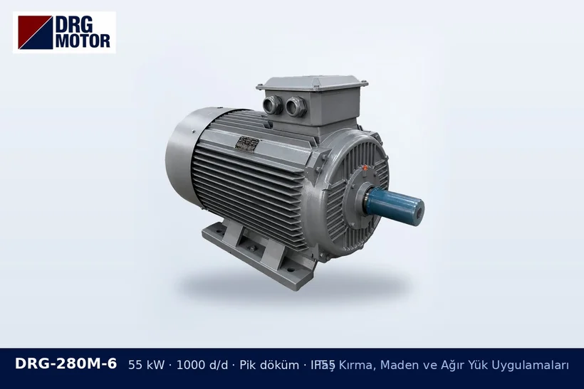 Taş Kırma, Maden ve Ağır Yük Uygulamaları – DRG trifaze elektrik motoru