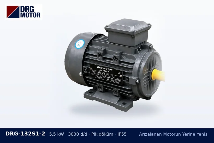 DRG-132S1-2 5,5 kW 3000 d/d pik döküm gövdeli DRG trifaze motor – standart motor mu özel hazırlanan motor mu