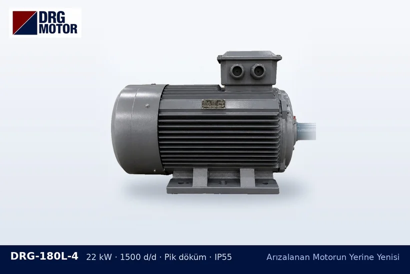 DRG-180L-4 22 kW 1500 d/d pik döküm gövdeli DRG trifaze motor – motor sık arızalanıyor