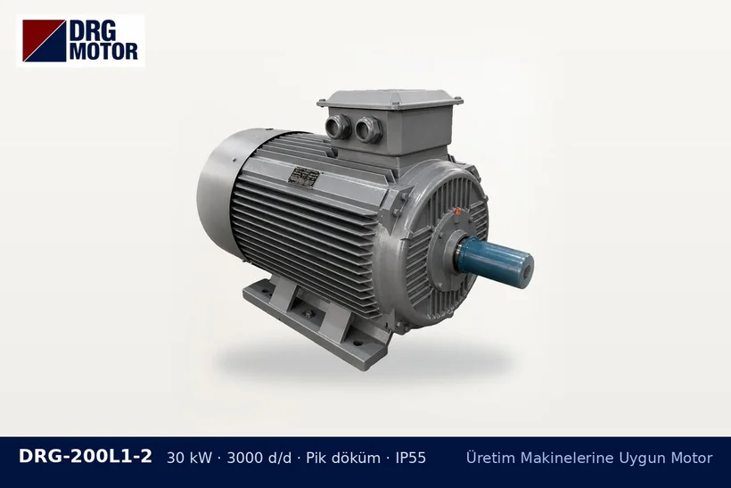 DRG-200L1-2 30 kW 3000 d/d pik döküm gövdeli DRG trifaze motor – beton mikseri motor gücü