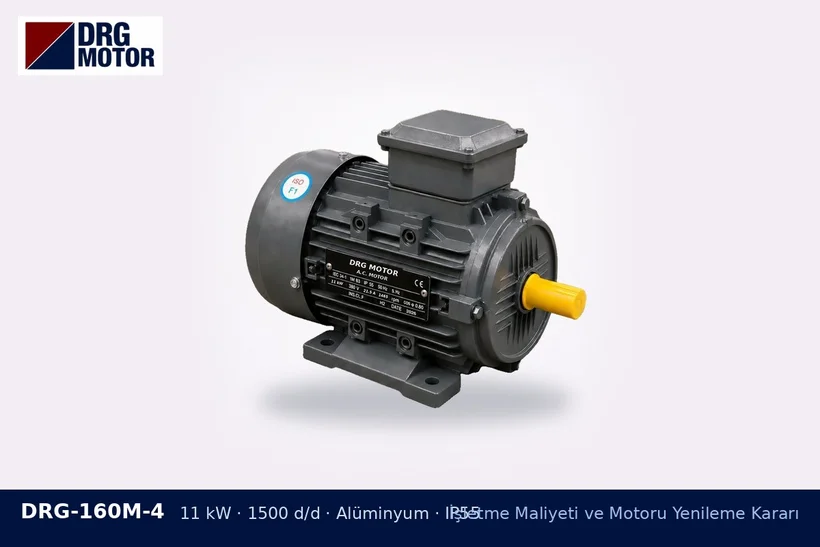 DRG-160M-4 11 kW 1500 d/d alüminyum gövdeli DRG trifaze motor – enerji tasarrufu hesabı verileri
