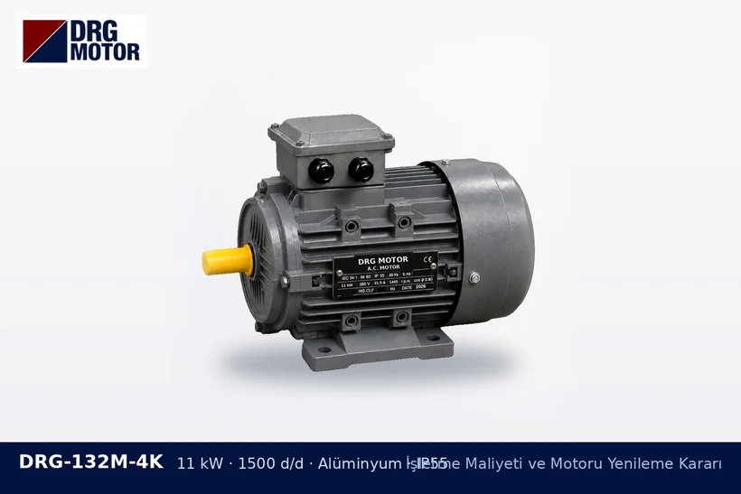 DRG-132M-4K 11 kW 1500 d/d alüminyum gövdeli DRG trifaze motor – eski motoru başka makinede kullanmak