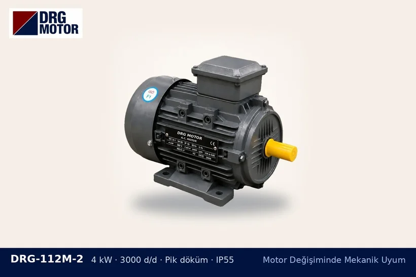 DRG-112M-2 4 kW 3000 d/d pik döküm gövdeli DRG trifaze motor – motor altı takoz ayar sacı
