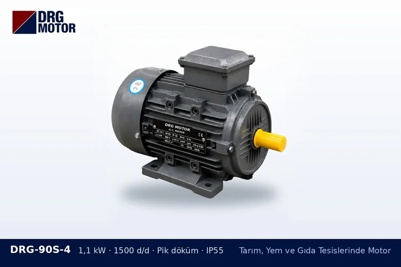 DRG-90S-4 1,1 kW 1500 d/d pik döküm gövdeli DRG trifaze motor – fırın hattı motoru ısı