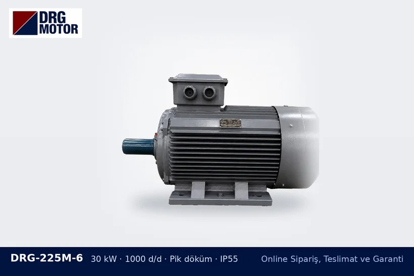 DRG-225M-6 – Online Sipariş, Teslimat ve Garanti DRG-225M-6 30 kW 1000 d/d pik döküm gövdeli DRG trifaze motor – garanti başvurusu belgeleri