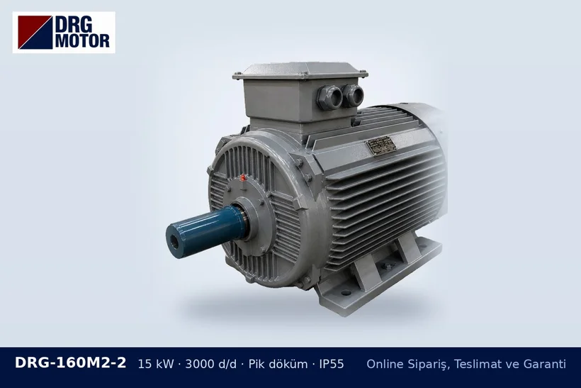 DRG-160M2-2 15 kW 3000 d/d pik döküm gövdeli DRG trifaze motor – Halköde kampanya bilgisi