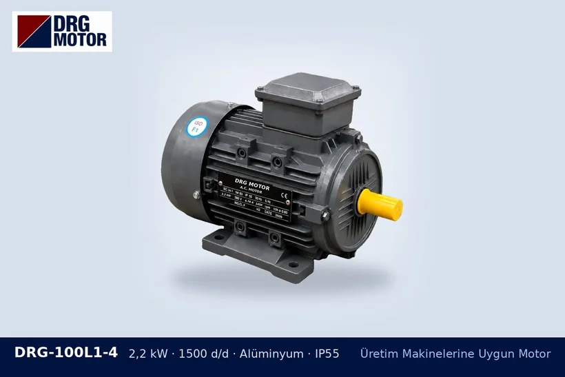 DRG-100L1-4 – Üretim Makinelerine Uygun Motor DRG-100L1-4 2,2 kW 1500 d/d alüminyum gövdeli DRG trifaze motor – hamur yoğurma makinesi motor gücü