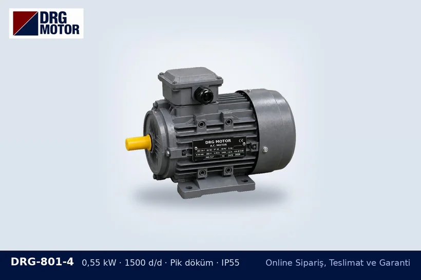 DRG-801-4 0,55 kW 1500 d/d pik döküm gövdeli DRG trifaze motor – havale açıklamasına sipariş kodu