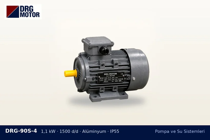 DRG-90S-4 1,1 kW 1500 d/d alüminyum gövdeli DRG trifaze motor – havuz pompası motoru