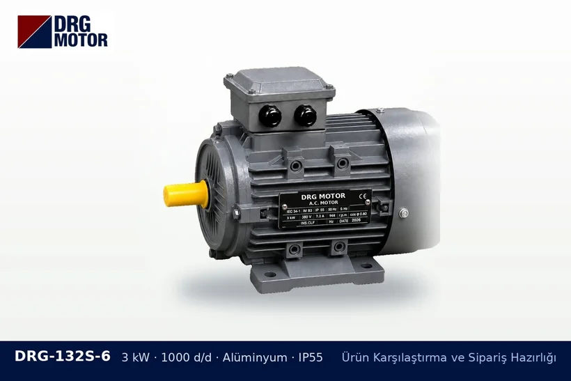 Ürün Karşılaştırma ve Sipariş Hazırlığı – DRG trifaze elektrik motoru