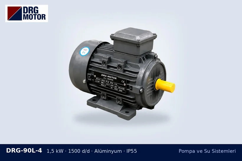 DRG-90L-4 1,5 kW 1500 d/d alüminyum gövdeli DRG trifaze motor – sirkülasyon pompası motoru su sıcaklığı