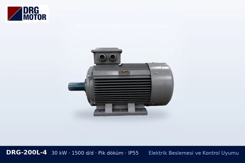 DRG-200L-4 30 kW 1500 d/d pik döküm gövdeli DRG trifaze motor – jeneratörle motor çalıştırma