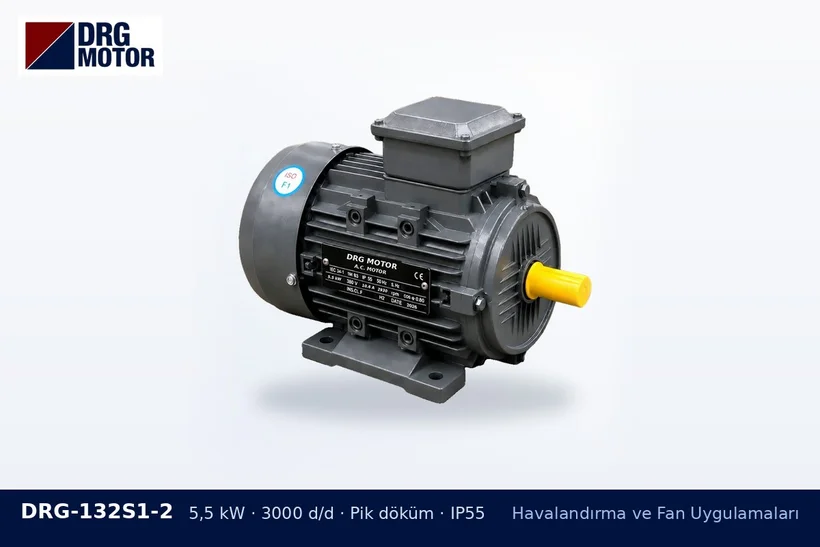 DRG-132S1-2 5,5 kW 3000 d/d pik döküm gövdeli DRG trifaze motor – fırın fanı motoru seçimi