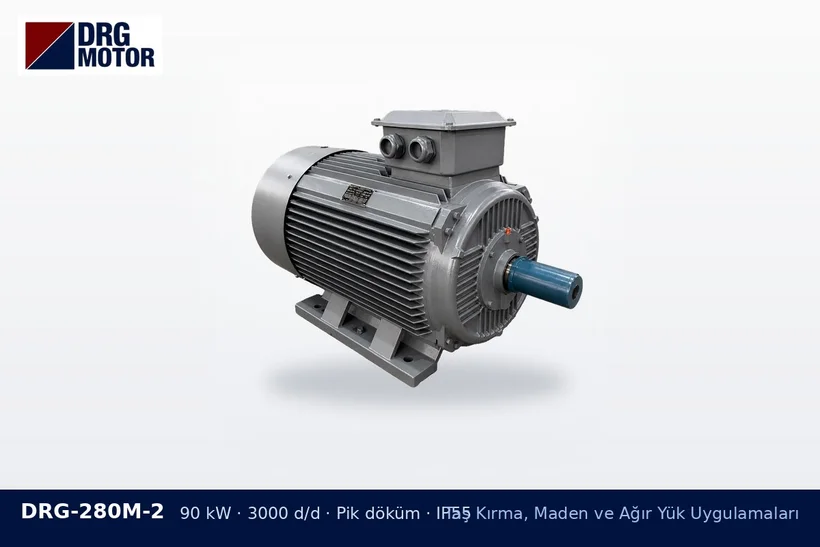 DRG-280M-2 90 kW 3000 d/d pik döküm gövdeli DRG trifaze motor – zayıf kırıcı kaidesi motor sorunları