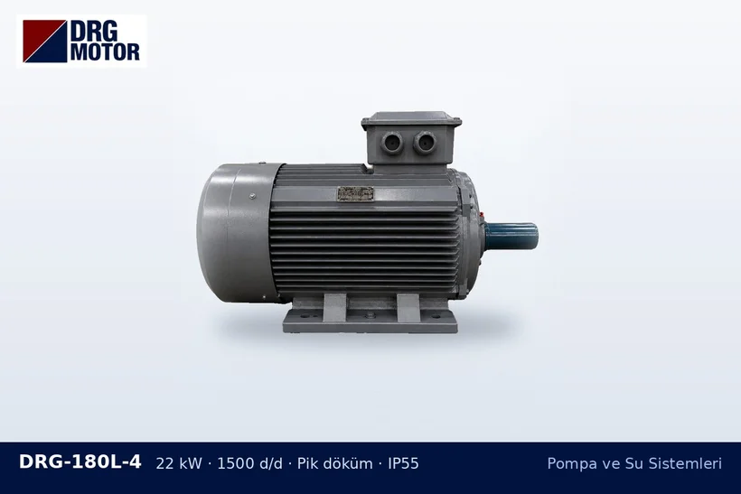 DRG-180L-4 22 kW 1500 d/d pik döküm gövdeli DRG trifaze motor – dalgıç pompa motoru
