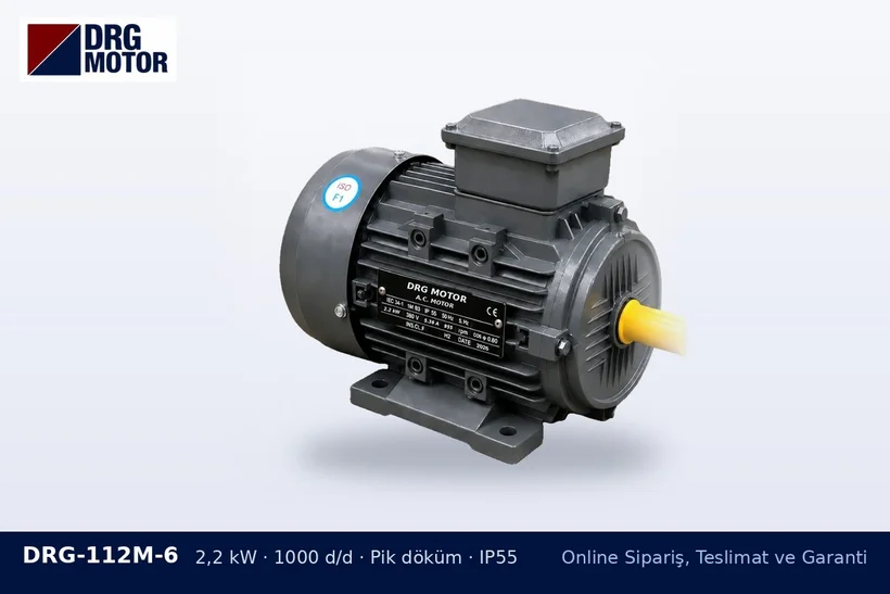 DRG-112M-6 – Online Sipariş, Teslimat ve Garanti DRG-112M-6 2,2 kW 1000 d/d pik döküm gövdeli DRG trifaze motor – ürün sayfası teknik bilgileri