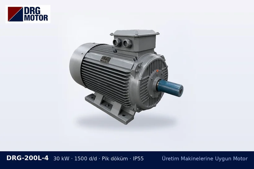 DRG-200L-4 – Üretim Makinelerine Uygun Motor DRG-200L-4 30 kW 1500 d/d pik döküm gövdeli DRG trifaze motor – değişken yükte motor gücü seçimi