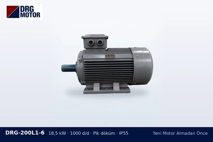 DRG-200L1-6 18,5 kW 1000 d/d pik döküm gövdeli DRG trifaze motor – yüklü kalkış ve boşta kalkış