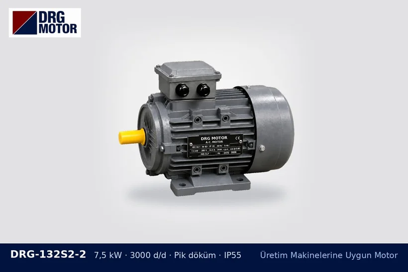 DRG-132S2-2 7,5 kW 3000 d/d pik döküm gövdeli DRG trifaze motor – matbaa makinesi motor hız sabitliği