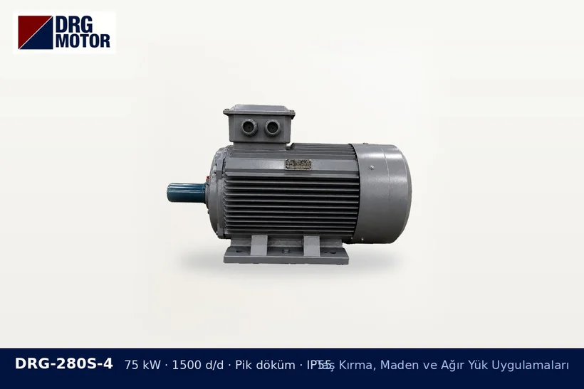 DRG-280S-4 75 kW 1500 d/d pik döküm gövdeli DRG trifaze motor – mobil kırıcı motor seçimi
