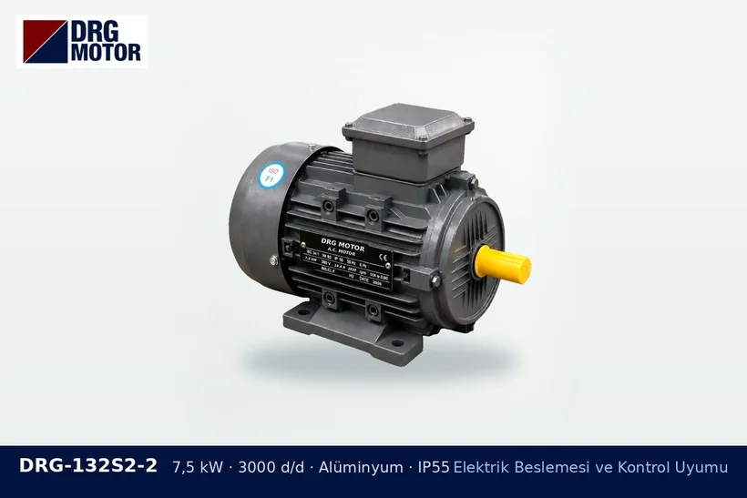 DRG-132S2-2 7,5 kW 3000 d/d alüminyum gövdeli DRG trifaze motor – motor gövdesi elektrik çarpıyor