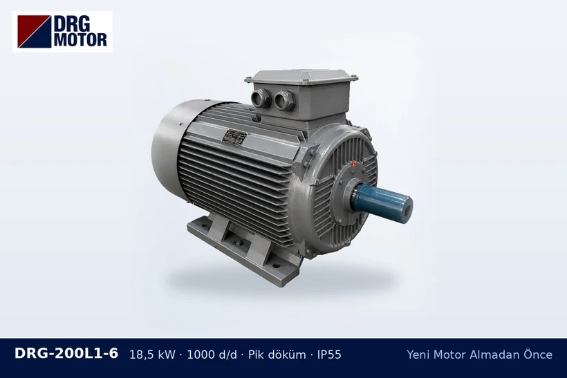 DRG-200L1-6 18,5 kW 1000 d/d pik döküm gövdeli DRG trifaze motor – motor gücünü artırmadan önce kontrol