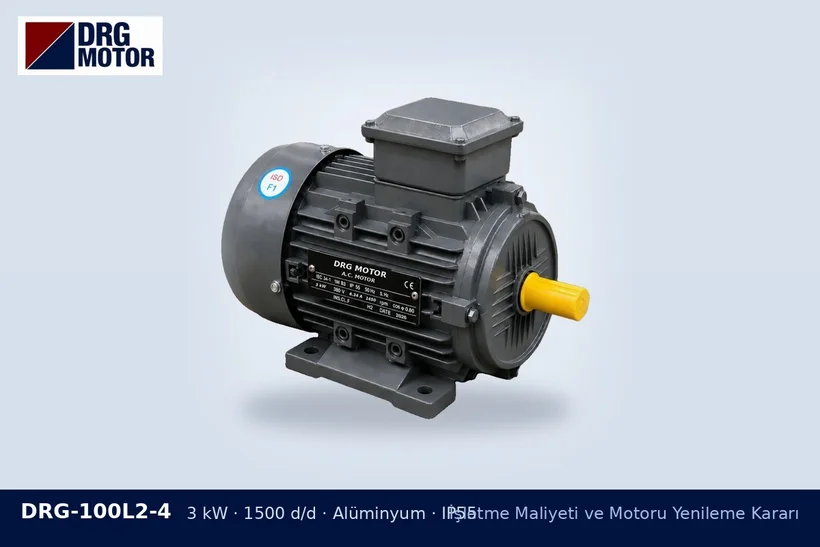 DRG-100L2-4 – İşletme Maliyeti ve Motoru Yenileme Kararı DRG-100L2-4 3 kW 1500 d/d alüminyum gövdeli DRG trifaze motor – motor toplam sahip olma maliyeti