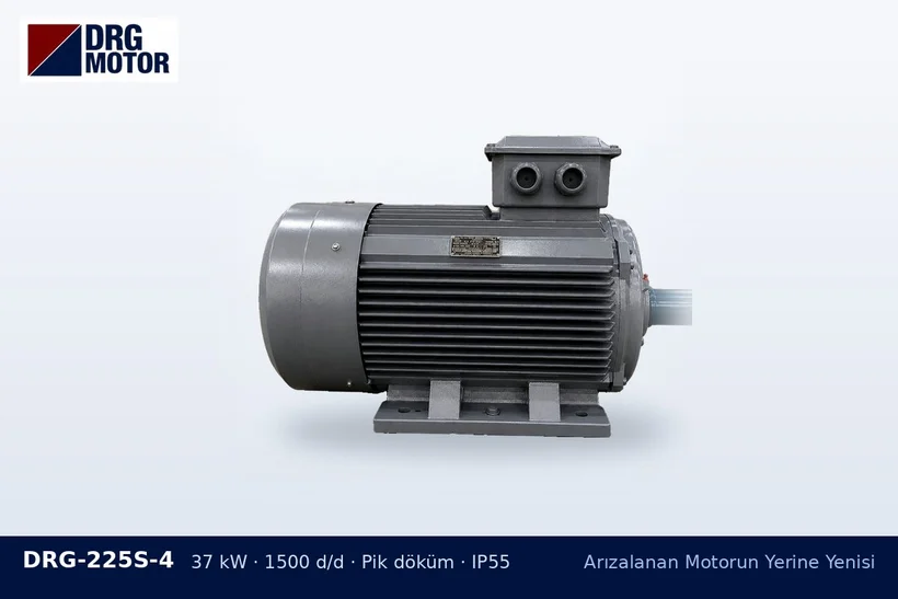 DRG-225S-4 37 kW 1500 d/d pik döküm gövdeli DRG trifaze motor – motor sıkışıp durdu