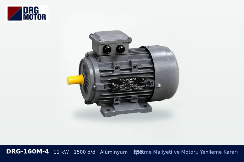 DRG-160M-4 11 kW 1500 d/d alüminyum gövdeli DRG trifaze motor – motor yenileme önceliklendirme