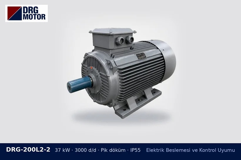DRG-200L2-2 37 kW 3000 d/d pik döküm gövdeli DRG trifaze motor – yıldız-üçgen yol verici motor gerilimi