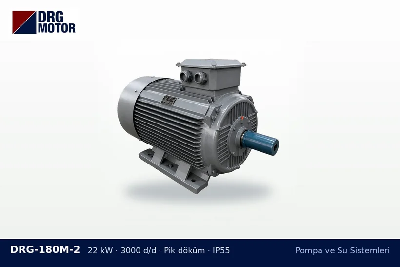DRG-180M-2 – Pompa ve Su Sistemleri DRG-180M-2 22 kW 3000 d/d pik döküm gövdeli DRG trifaze motor – pompa gücü ve motor gücü farkı