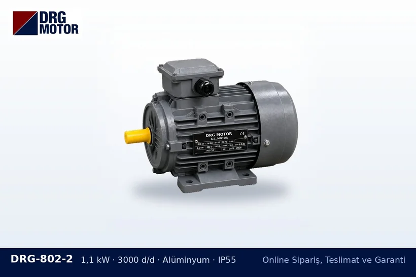 DRG-802-2 1,1 kW 3000 d/d alüminyum gövdeli DRG trifaze motor – WhatsApp üzerinden teknik soru