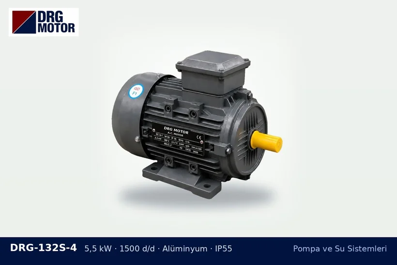 DRG-132S-4 5,5 kW 1500 d/d alüminyum gövdeli DRG trifaze motor – pompa motor gücü yetersiz belirtileri