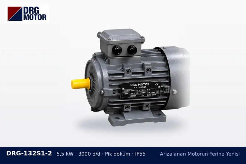 DRG-132S1-2 5,5 kW 3000 d/d pik döküm gövdeli DRG trifaze motor – su basan motor