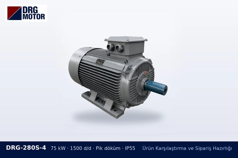 DRG-280S-4 75 kW 1500 d/d pik döküm gövdeli DRG trifaze motor – motor teknik şartnamesi