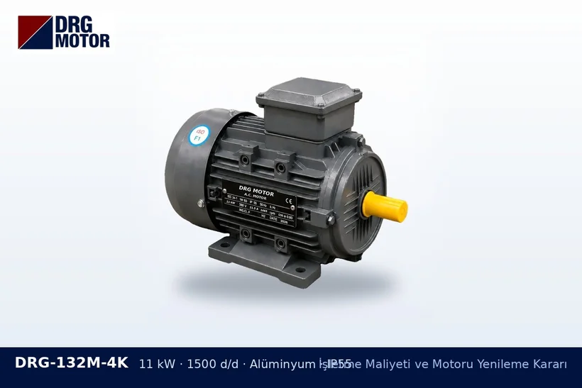 DRG-132M-4K – İşletme Maliyeti ve Motoru Yenileme Kararı DRG-132M-4K 11 kW 1500 d/d alüminyum gövdeli DRG trifaze motor – motor güçlerini standartlaştırmak