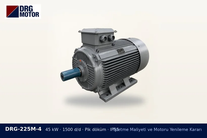 DRG-225M-4 45 kW 1500 d/d pik döküm gövdeli DRG trifaze motor – üretim artmadan elektrik tüketimi artışı