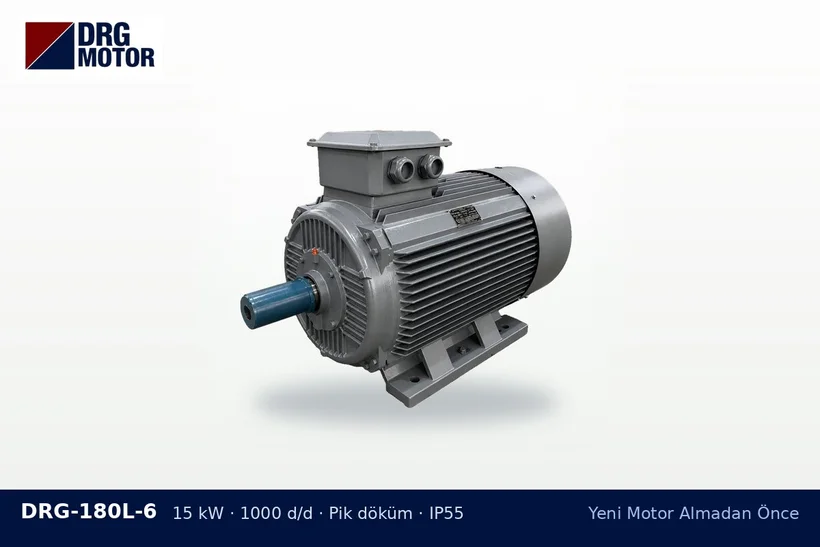 DRG-180L-6 15 kW 1000 d/d pik döküm gövdeli DRG trifaze motor – motor talep listesi hazırlama