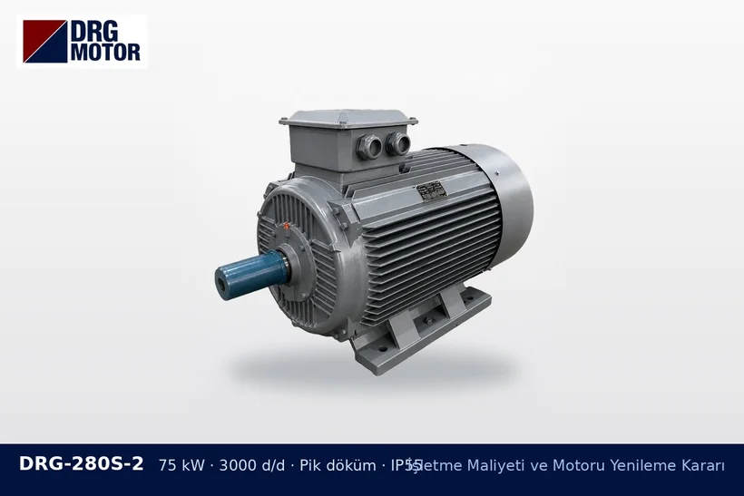 DRG-280S-2 75 kW 3000 d/d pik döküm gövdeli DRG trifaze motor – yüksek verimli motora geçiş ve çalışma saati