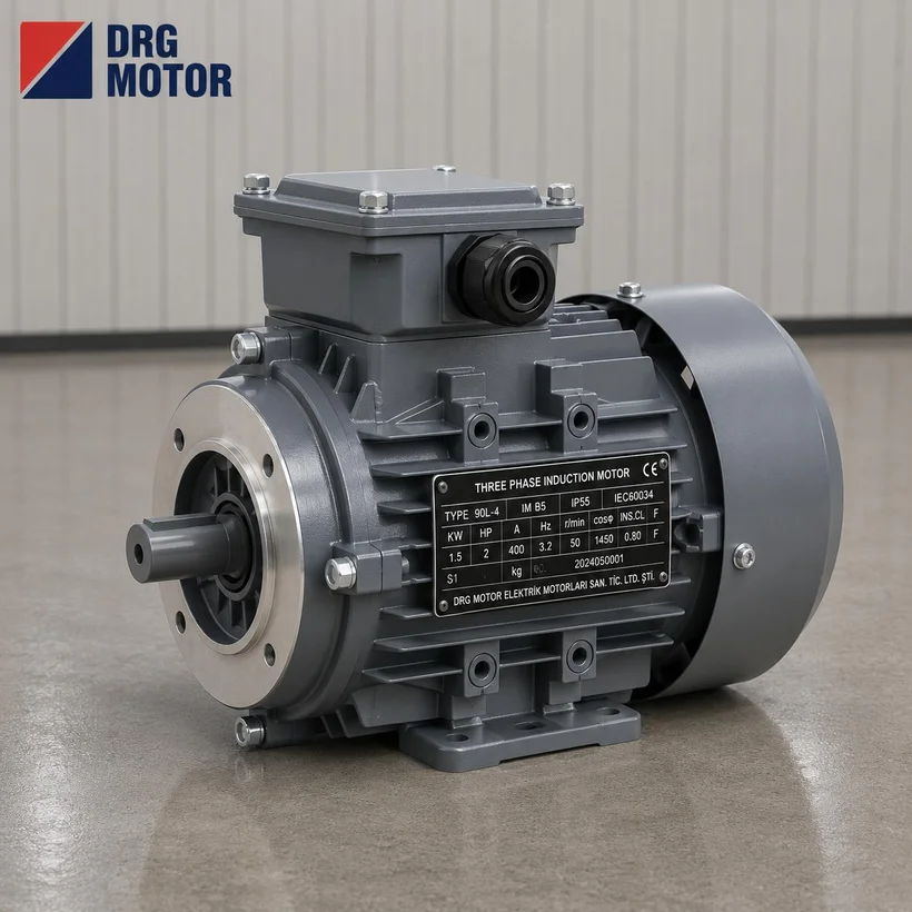IP55 fan motor mounted on a blower line