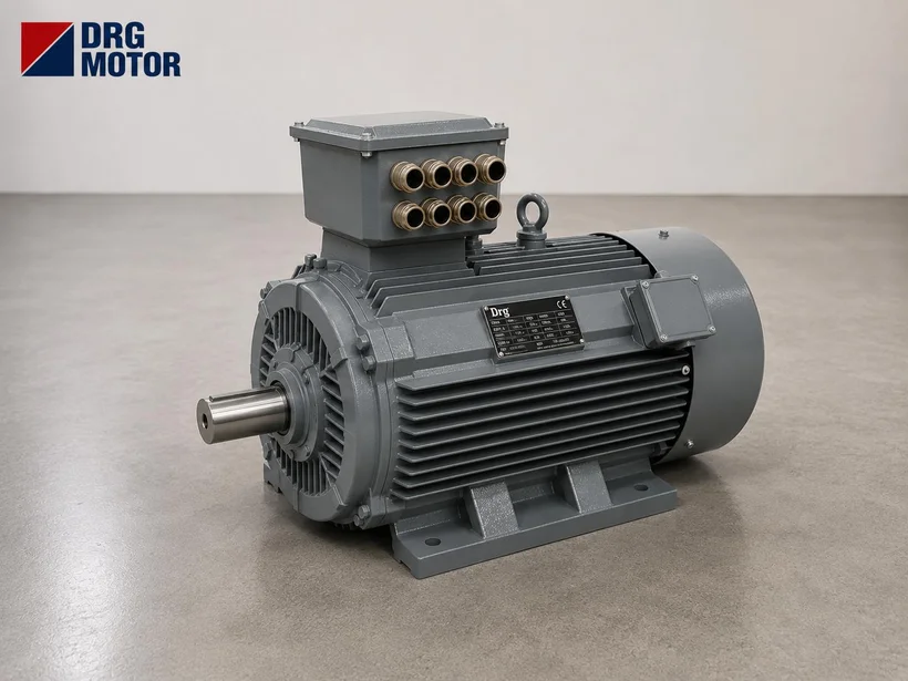 Crushing line powered by a high-torque crusher motor High-torque crusher motor driving an impact crusher in a quarry